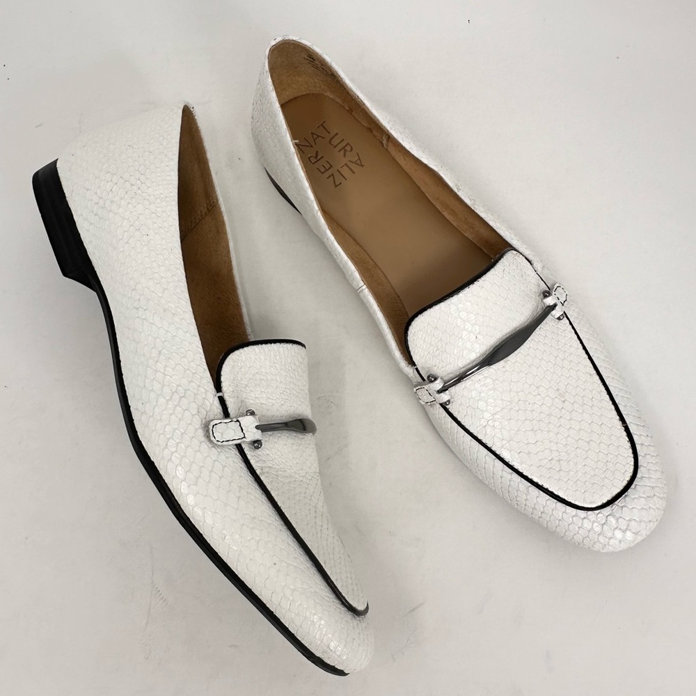 Naturalizer Womens EMILINE Leather Loafers White Snake - Picture 4 of 15